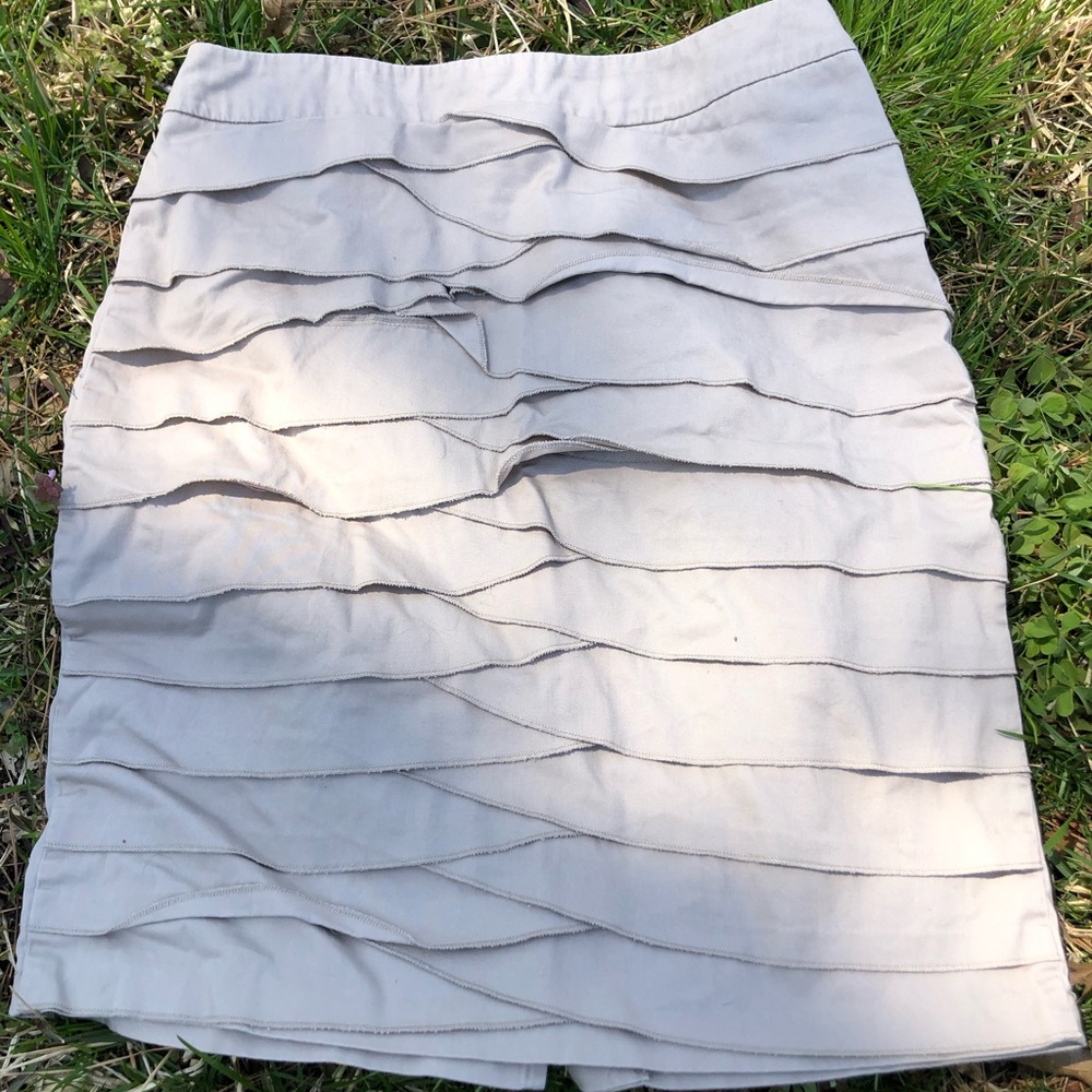 Layered Front Khaki Skirt—Stretch